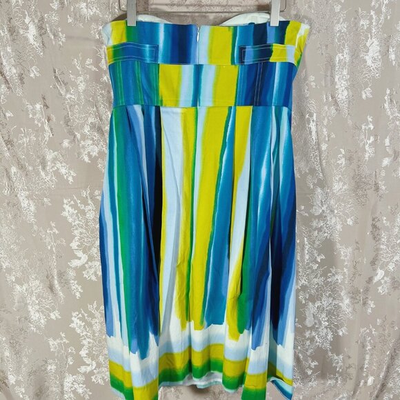 Calvin Klein Multicolor Blue and Green Watercolor Strapless Sun Dress Size 10 - Picture 4 of 11